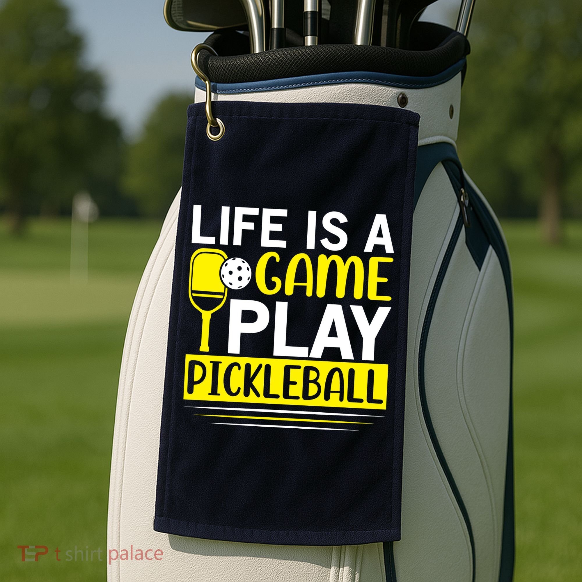 Pickleball Life Is A Game Play Pickleball Funny Pickleball Gift Golf Towel