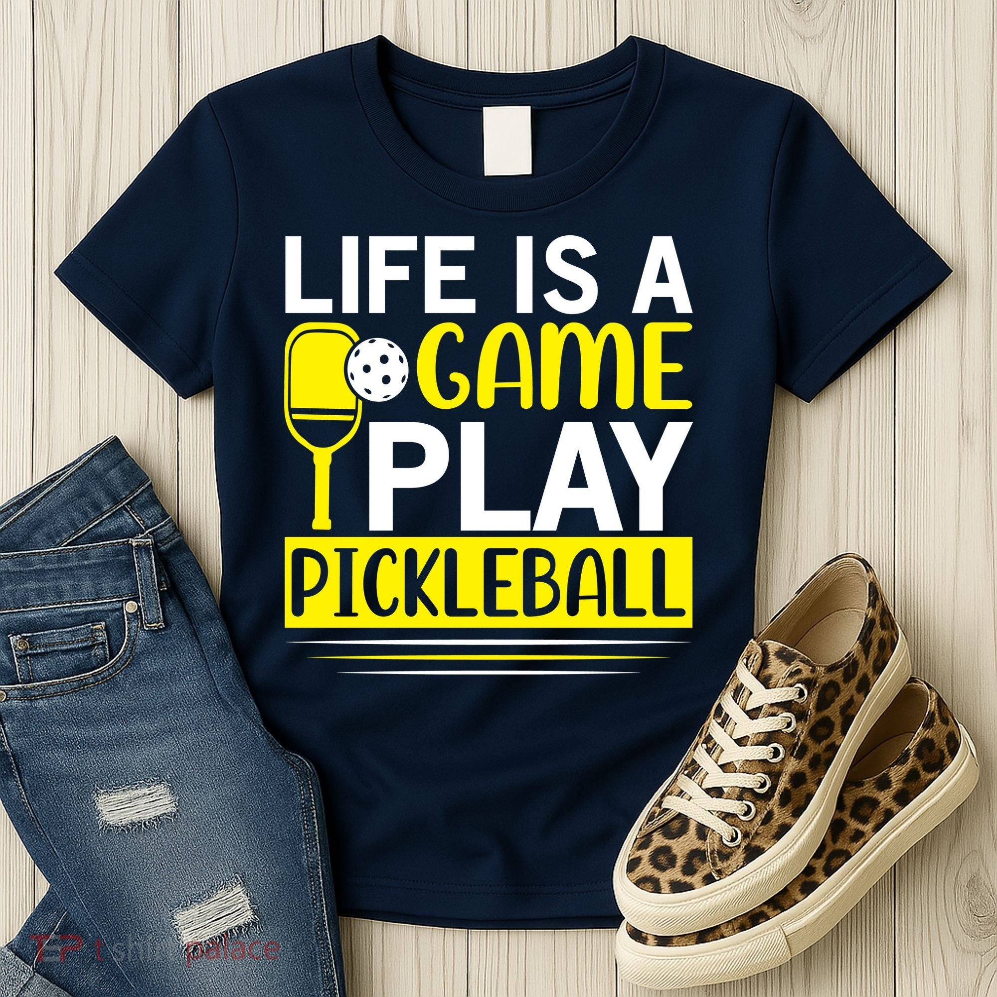 Pickleball Life Is A Game Play Pickleball Funny Pickleball Gift Women's T-Shirt