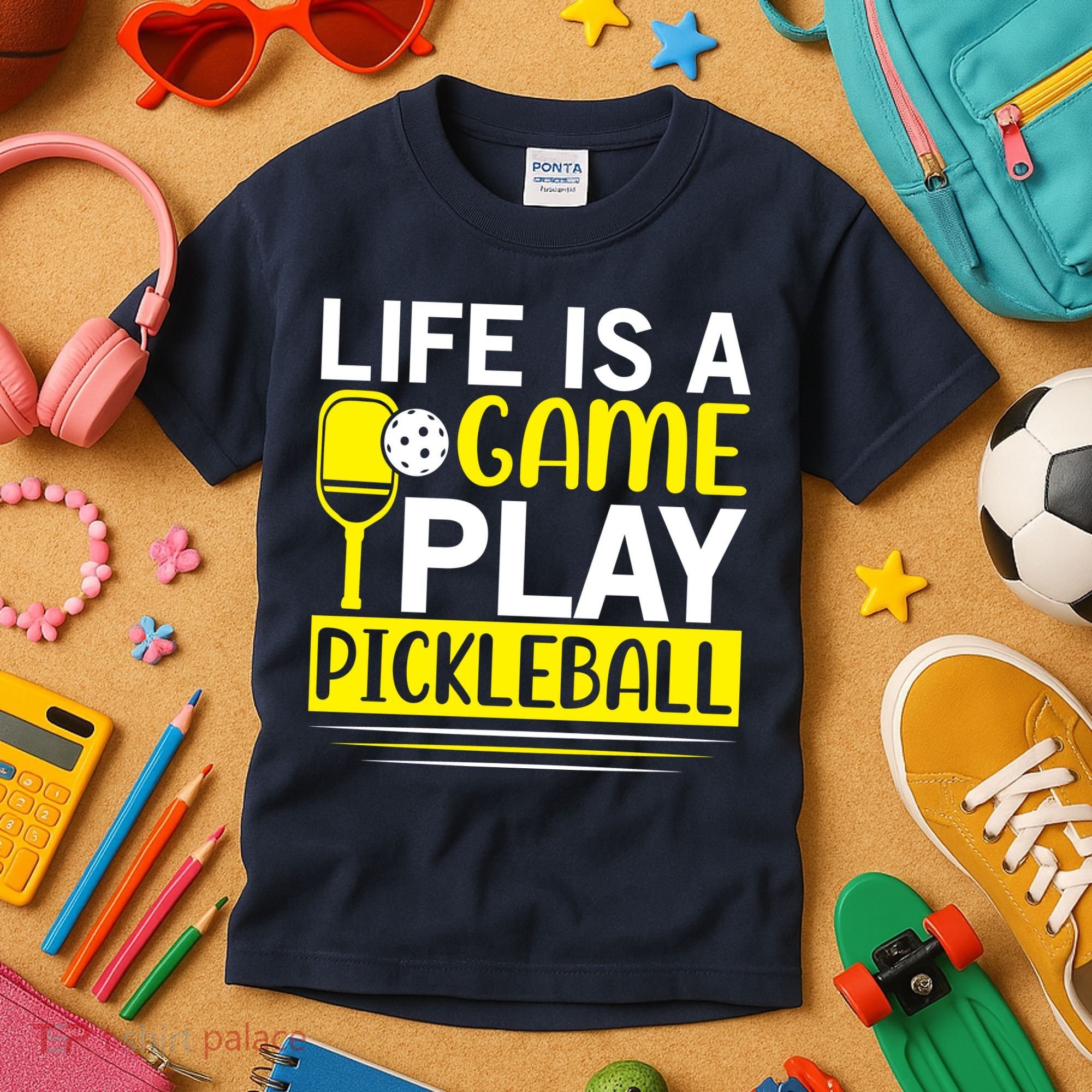 Pickleball Life Is A Game Play Pickleball Funny Pickleball Gift Kids T-Shirt