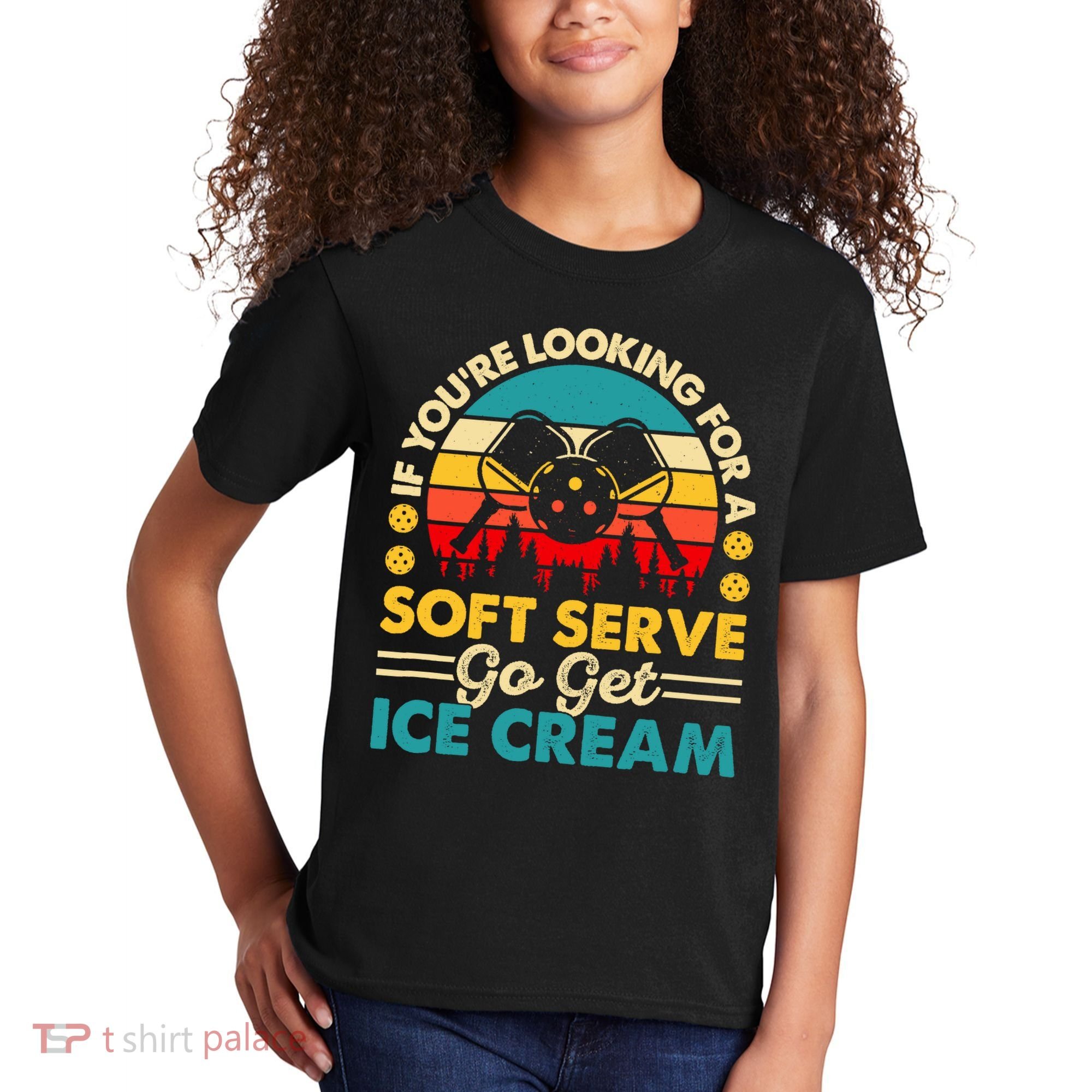 Pickleball Lover If You Want Soft Serve Go Get Ice Cream Kids T-Shirt
