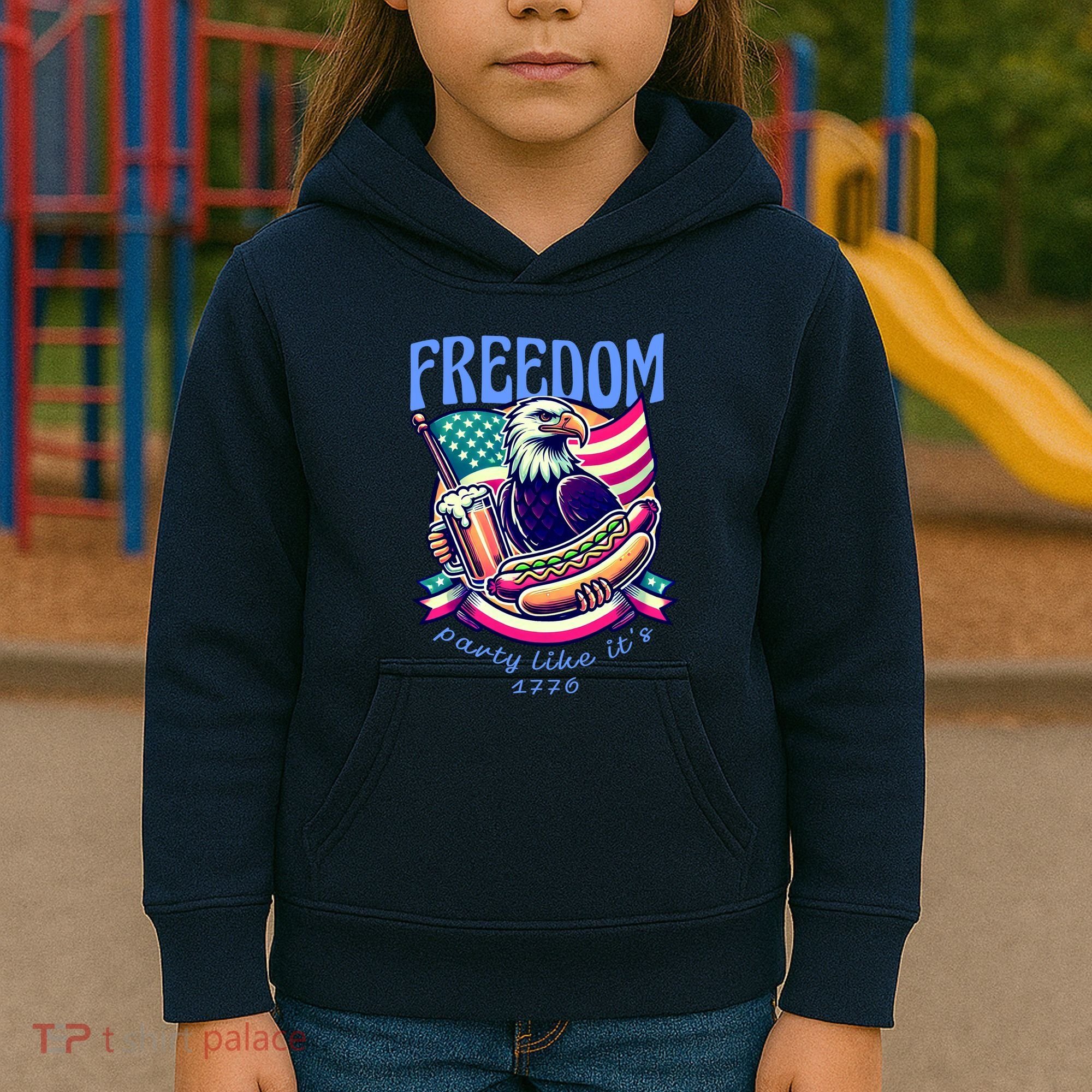 Party Like Its 1776 Patriotic Eagle Kids Hoodie