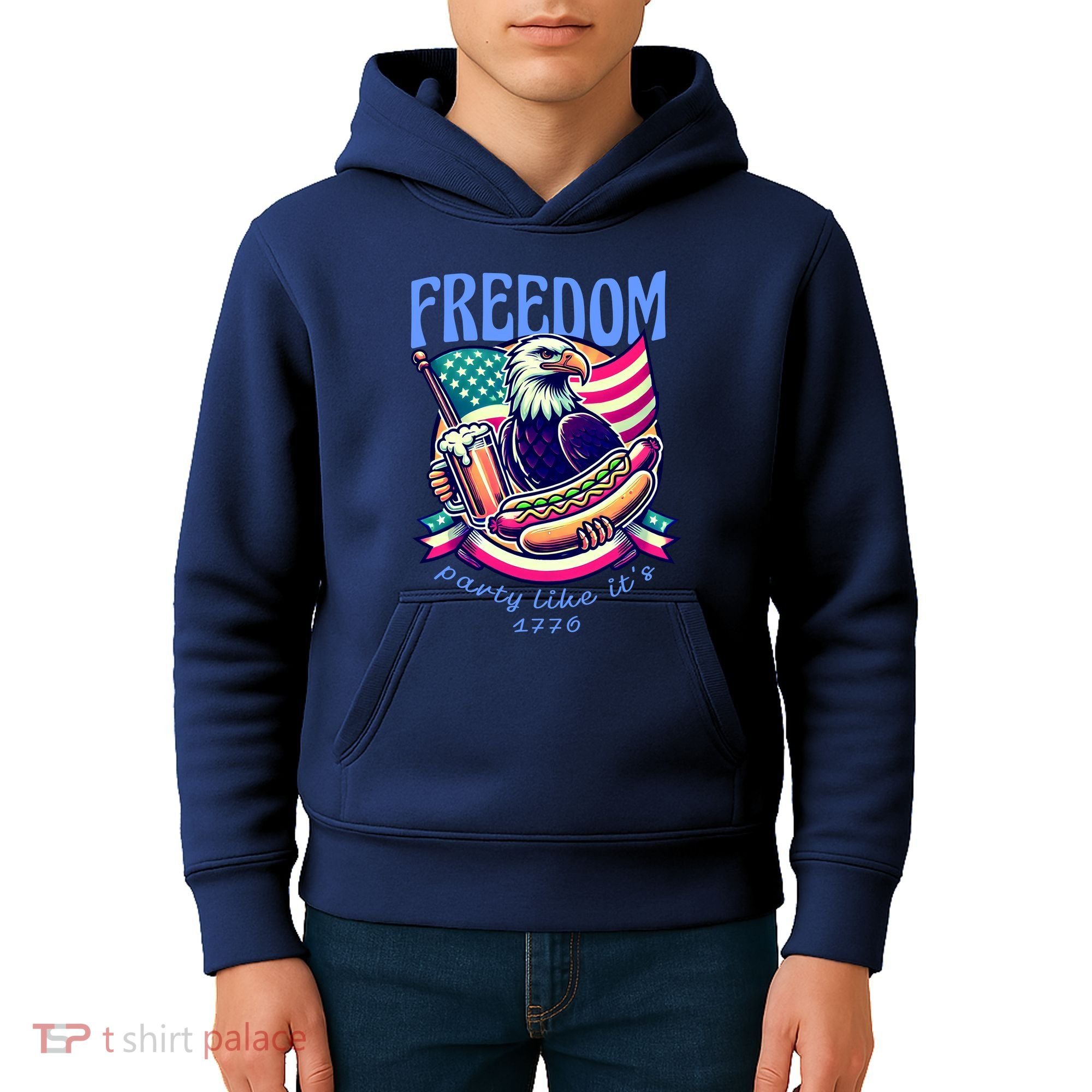 Party Like Its 1776 Patriotic Eagle Kids Hoodie