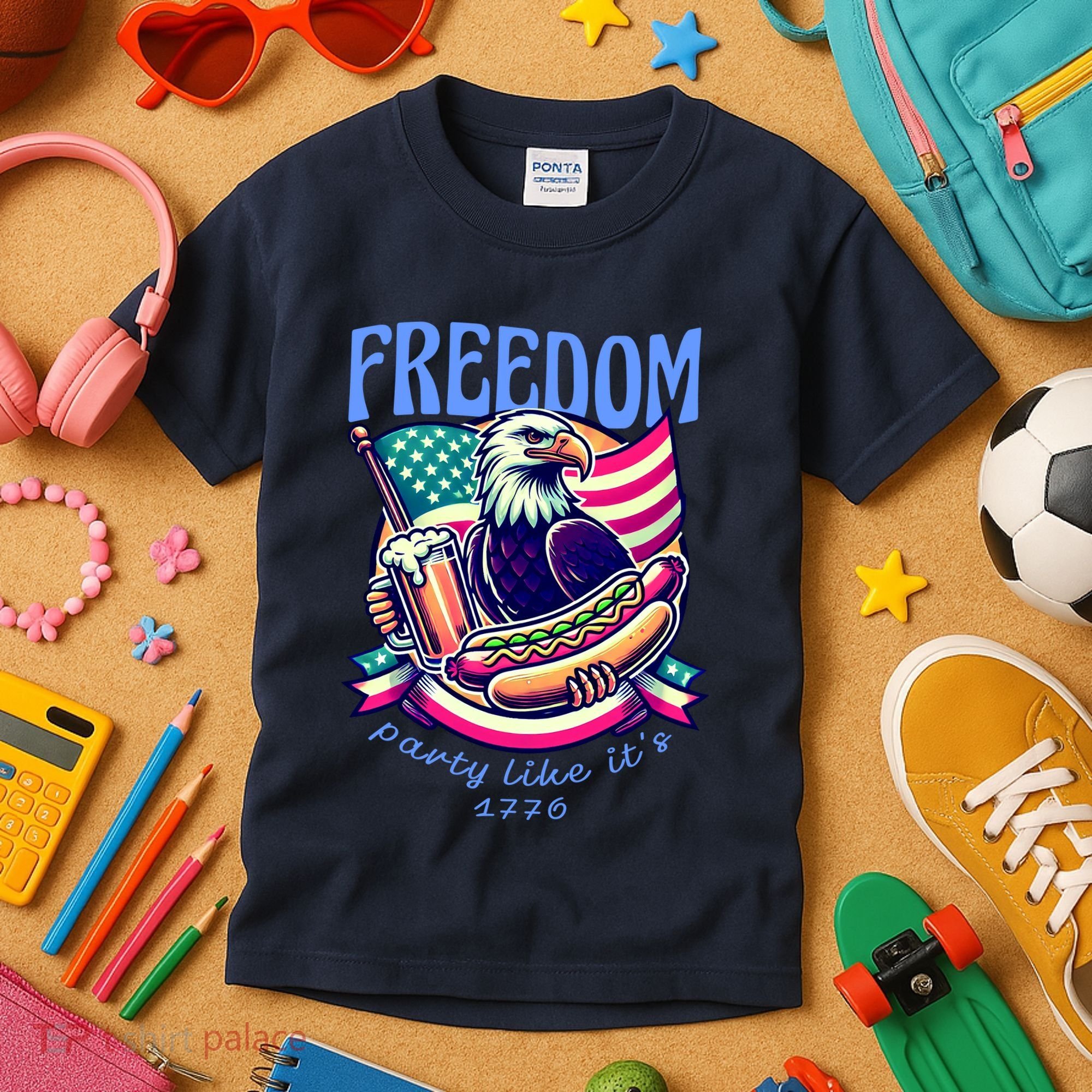 Party Like Its 1776 Patriotic Eagle Kids T-Shirt