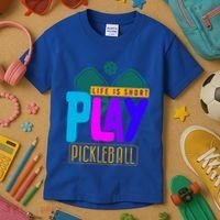 Pickleball Life Is Short Play Pickle Ball Gift Kids T-Shirt thumb 3