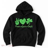 Peace Love Irish Patricks Day Funny Gift Hoodie thumb 0