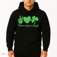 Peace Love Irish Patricks Day Funny Gift Hoodie thumb 2