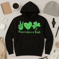 Peace Love Irish Patricks Day Funny Gift Hoodie thumb 3