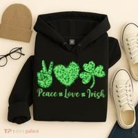 Peace Love Irish Patricks Day Funny Gift Hoodie thumb 4
