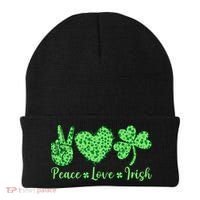 Peace Love Irish Patricks Day Funny Gift Beanie thumb 0
