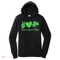 Peace Love Irish Patricks Day Funny Gift Women's Hoodie thumb 0