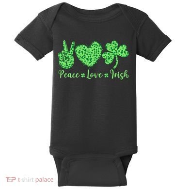 Peace Love Irish Patricks Day Funny Gift Baby Bodysuit