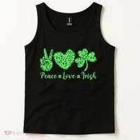 Peace Love Irish Patricks Day Funny Gift Tank Top thumb 2