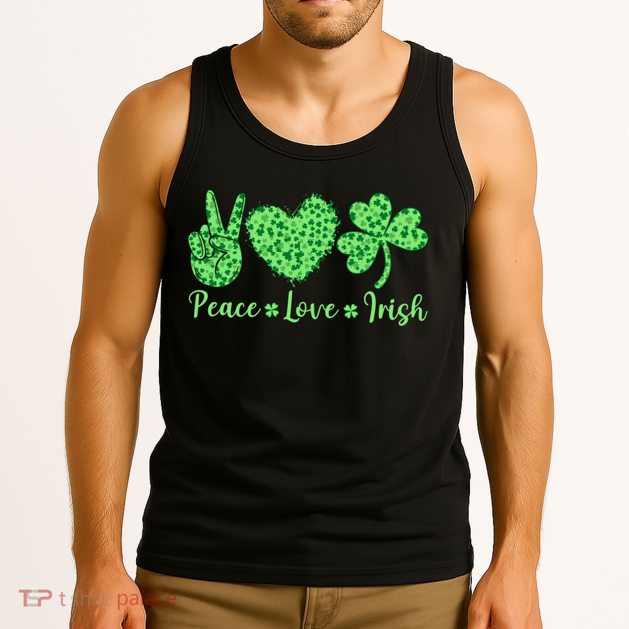 Peace Love Irish Patricks Day Funny Gift Tank Top