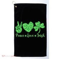 Peace Love Irish Patricks Day Funny Gift Golf Towel thumb 0