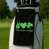 Peace Love Irish Patricks Day Funny Gift Golf Towel thumb 2