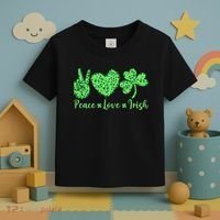 Peace Love Irish Patricks Day Funny Gift Toddler T-Shirt thumb 3