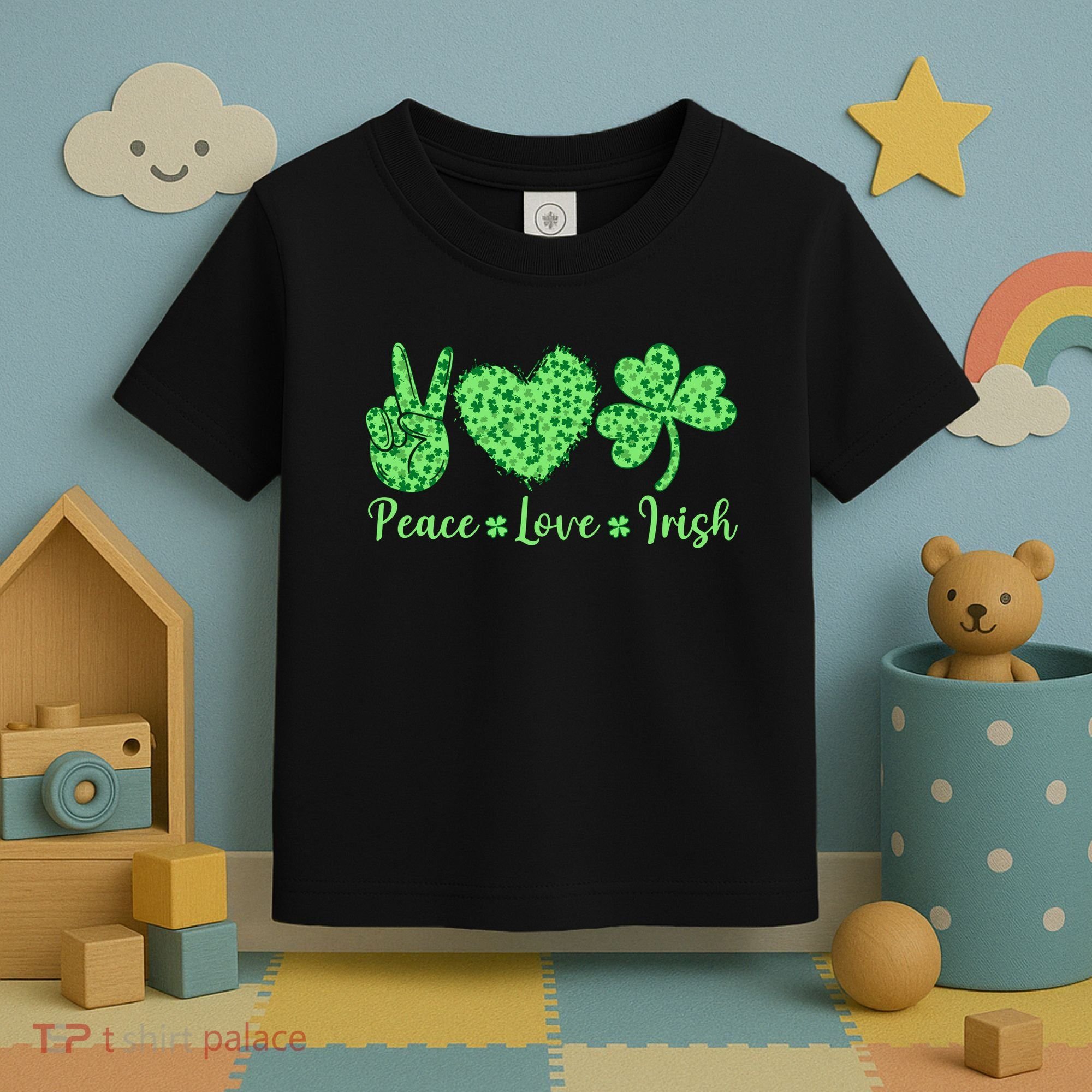 Peace Love Irish Patricks Day Funny Gift Toddler T-Shirt