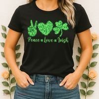 Peace Love Irish Patricks Day Funny Gift Women's T-Shirt thumb 2