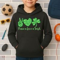 Peace Love Irish Patricks Day Funny Gift Kids Hoodie thumb 2