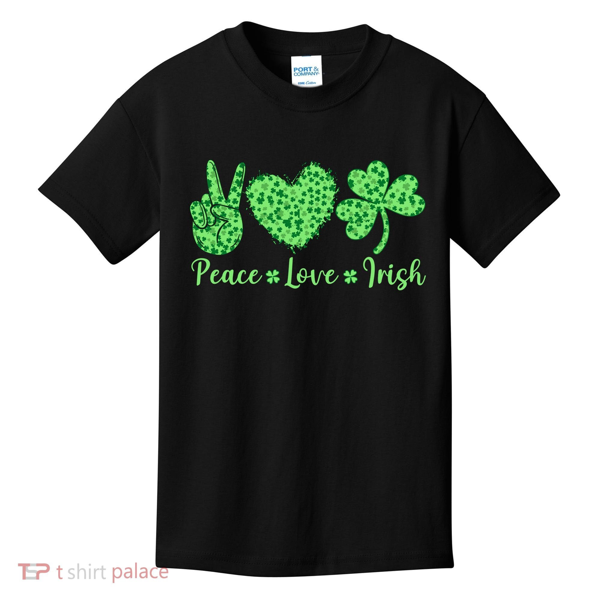 Peace Love Irish Patricks Day Funny Gift Kids T-Shirt