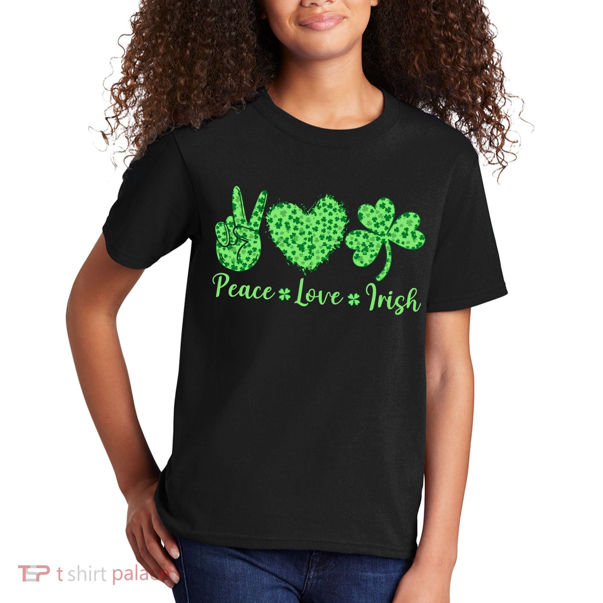 Peace Love Irish Patricks Day Funny Gift Kids T-Shirt