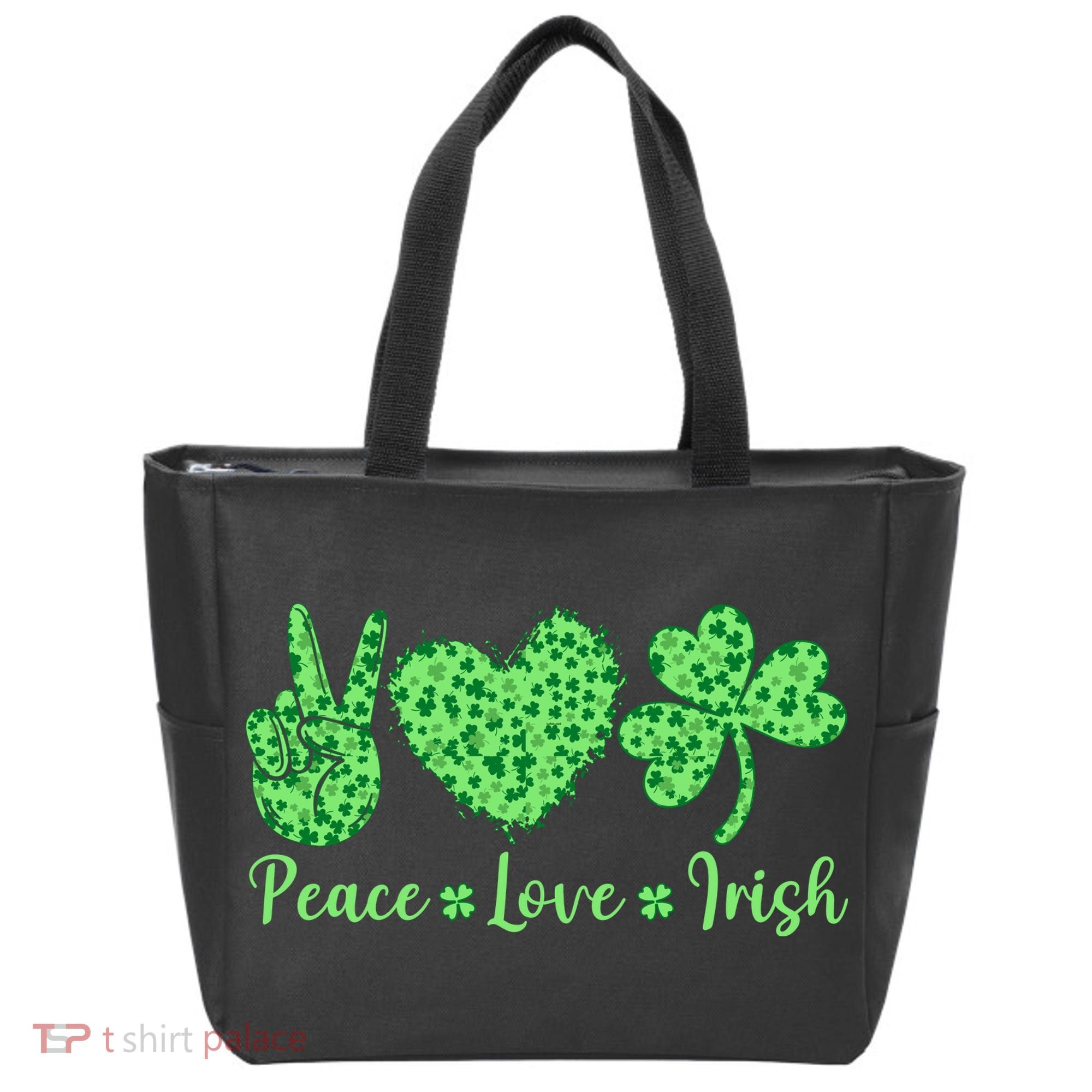 Peace Love Irish Patricks Day Funny Gift Tote Bag