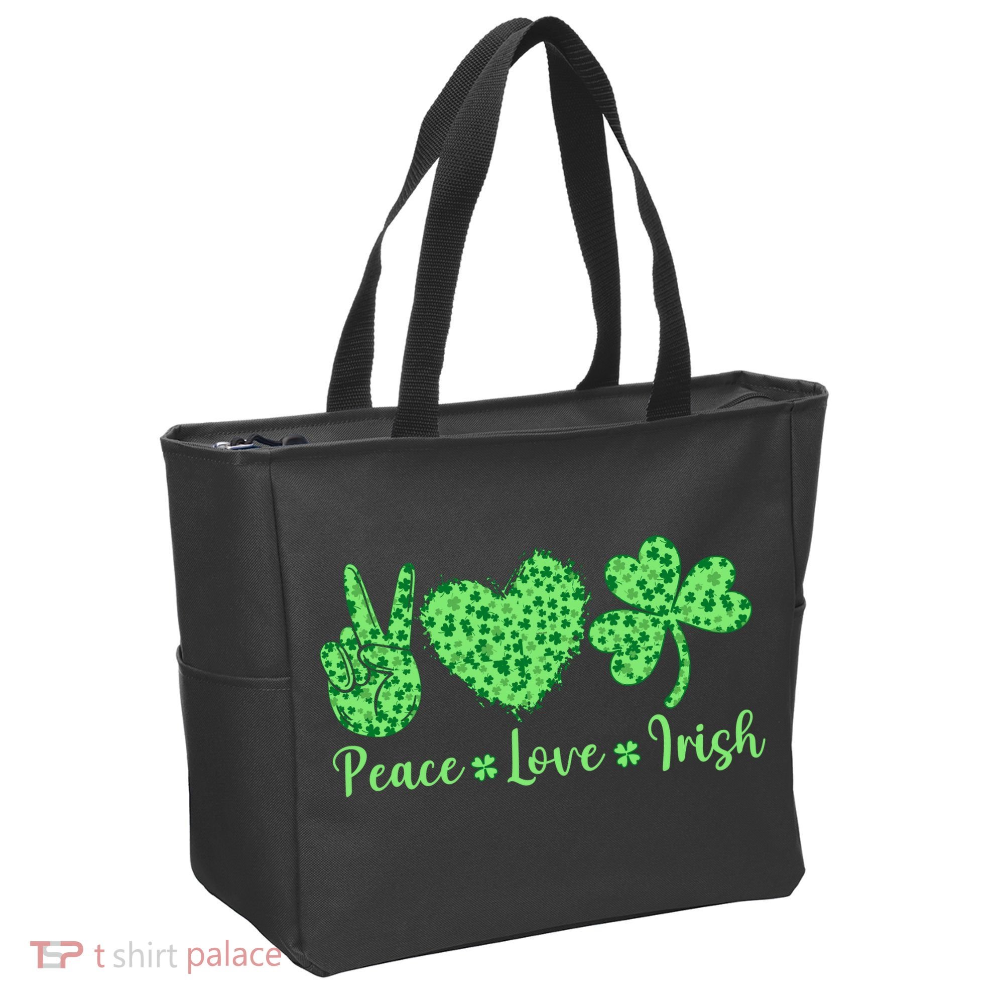 Peace Love Irish Patricks Day Funny Gift Tote Bag