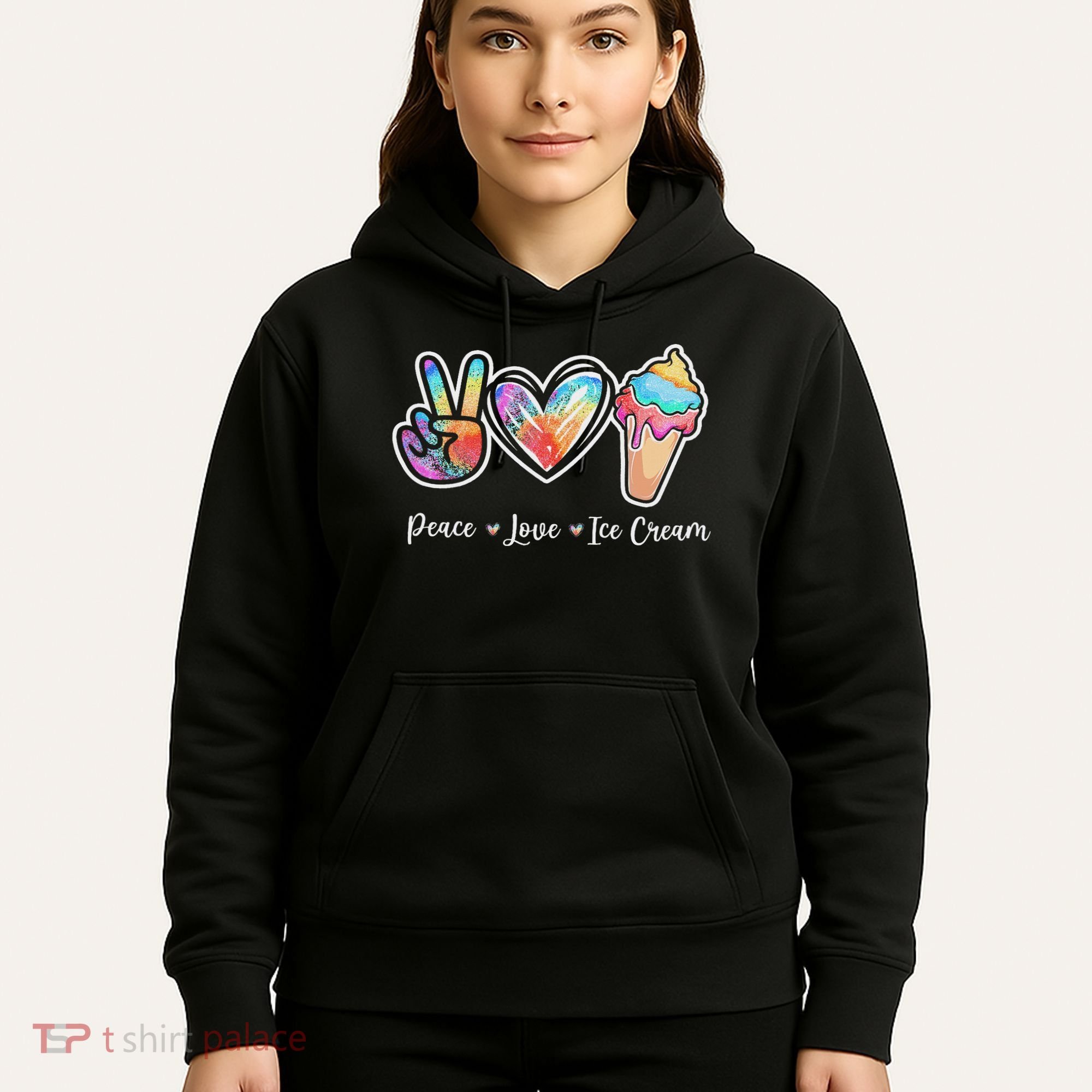 Peace Love Ice Cream Cute For Ns Women Hoodie