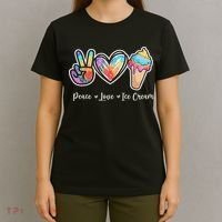 Peace Love Ice Cream Cute For Ns Women T-Shirt thumb 4