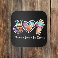 Peace Love Ice Cream Cute For Ns Women Coaster thumb 0