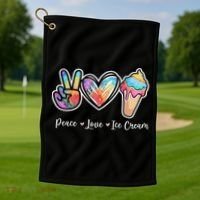 Peace Love Ice Cream Cute For Ns Women Golf Towel thumb 1