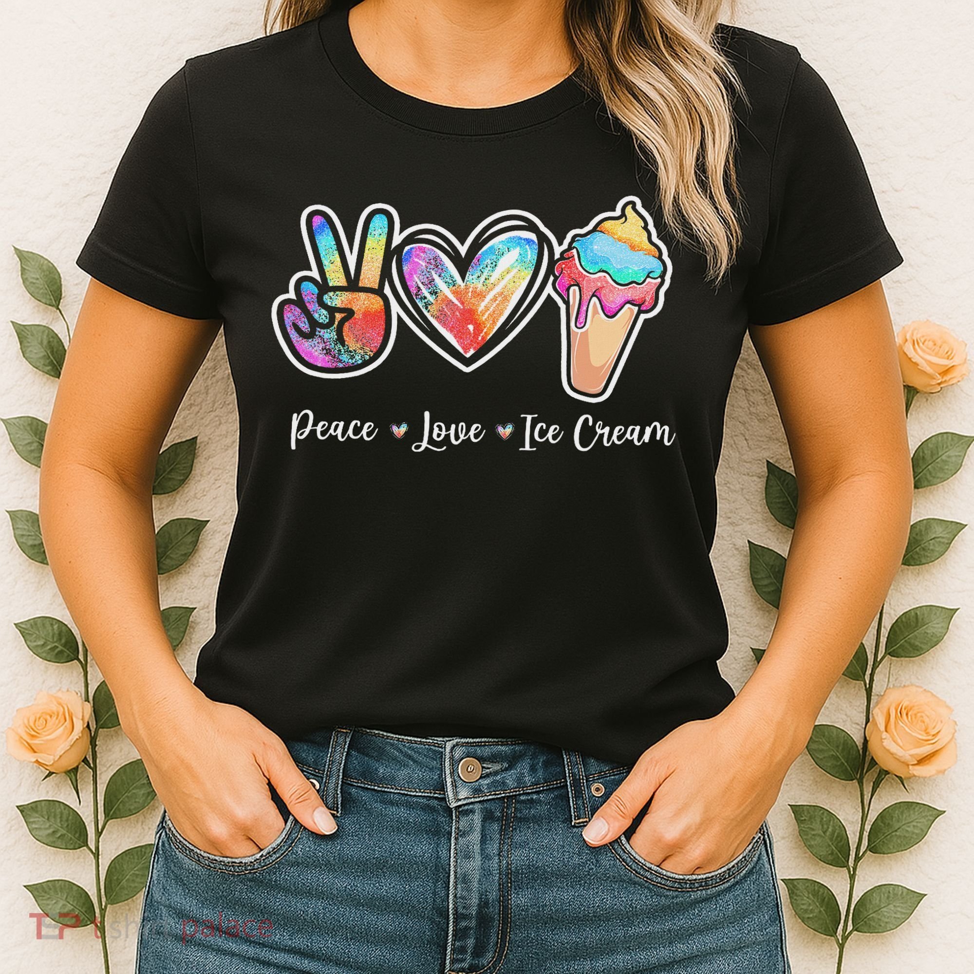Peace Love Ice Cream Cute For Ns Women Women's T-Shirt