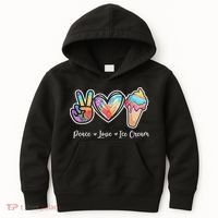 Peace Love Ice Cream Cute For Ns Women Kids Hoodie thumb 0