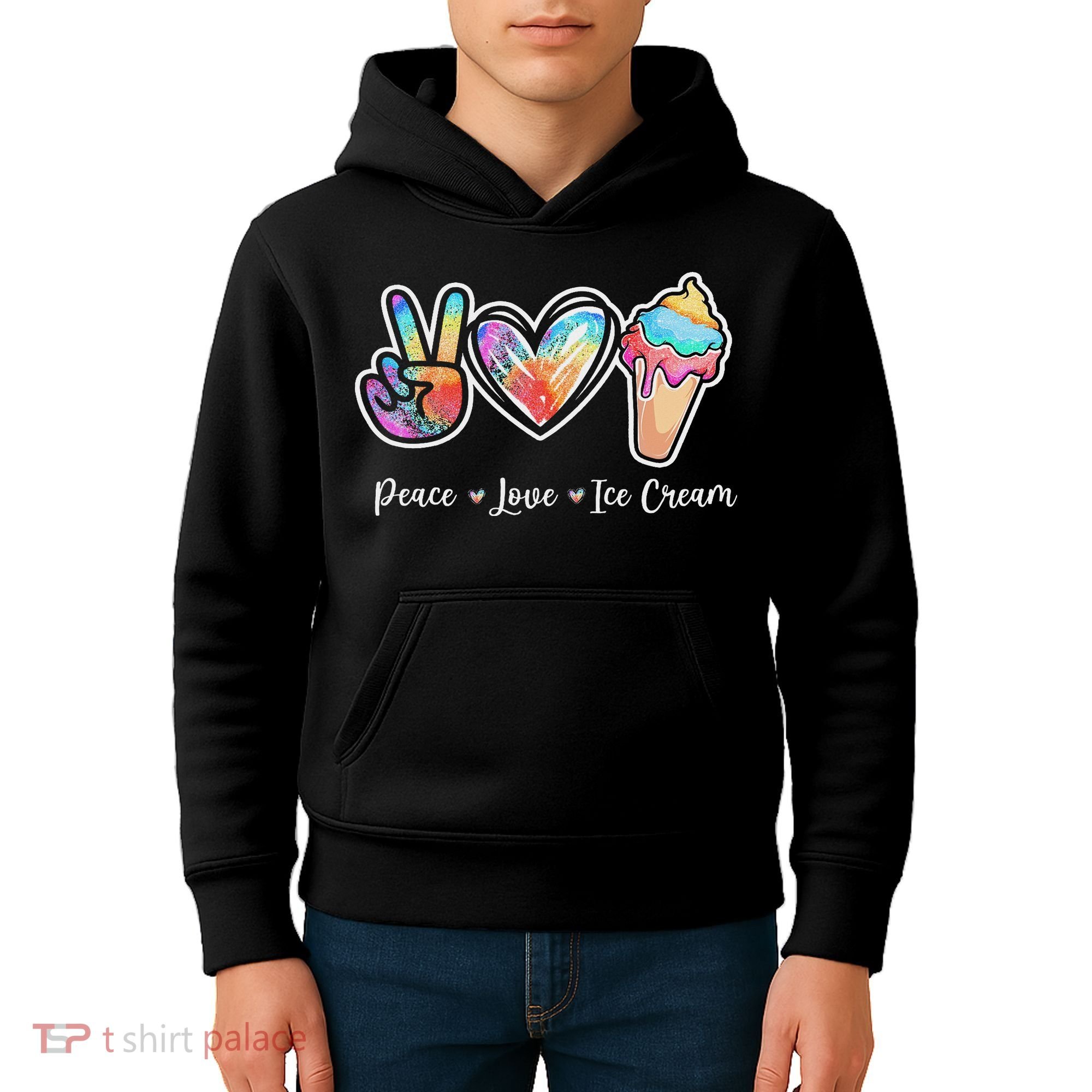Peace Love Ice Cream Cute For Ns Women Kids Hoodie