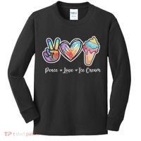 Peace Love Ice Cream Cute For Ns Women Kids Long Sleeve Shirt thumb 0