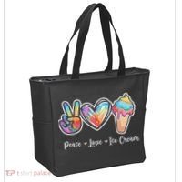 Peace Love Ice Cream Cute For Ns Women Tote Bag thumb 2