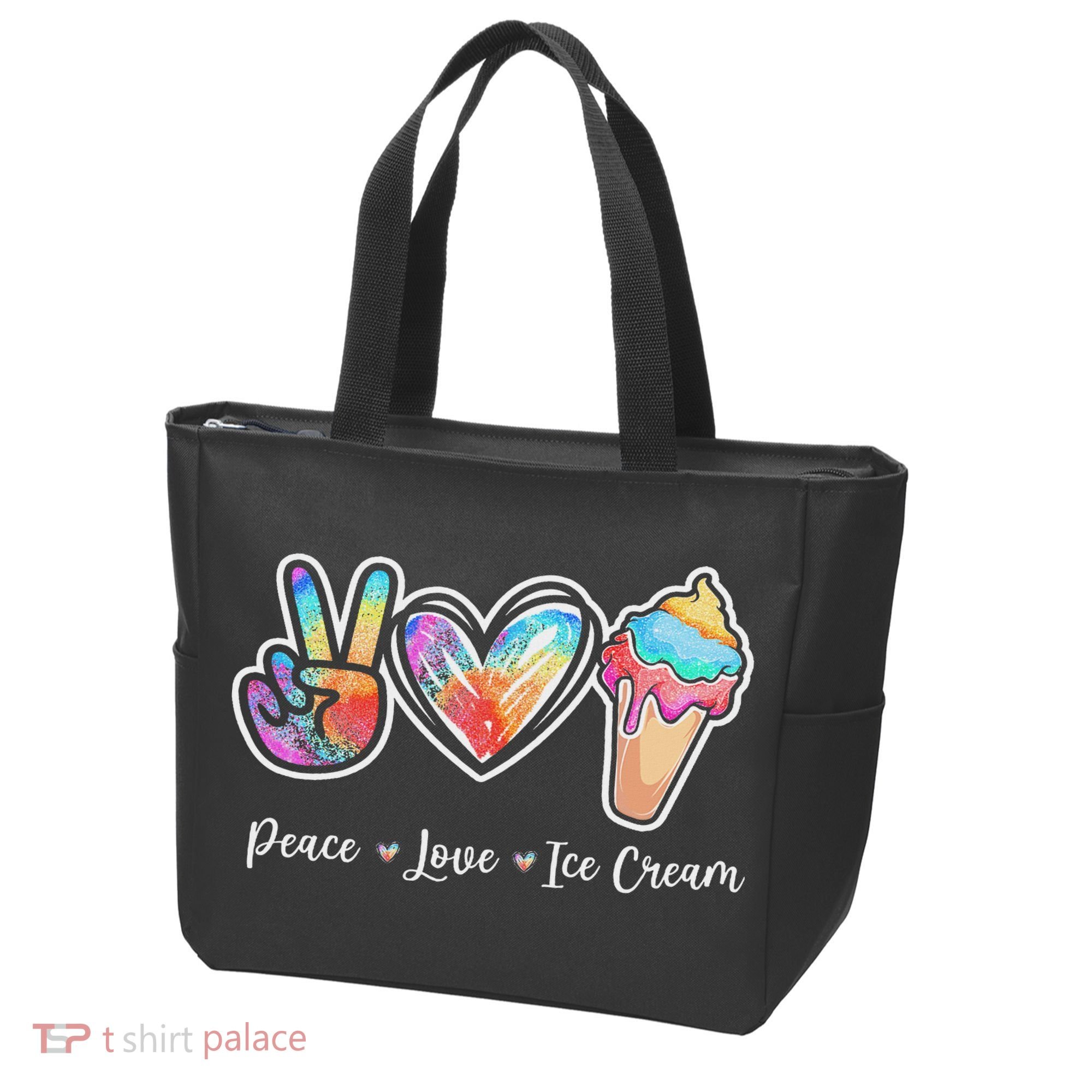 Peace Love Ice Cream Cute For Ns Women Tote Bag