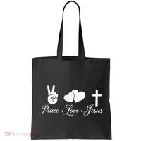 Peace Love Jesus - Christian Christ Tote Bag thumb 0