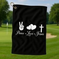 Peace Love Jesus - Christian Christ Golf Towel thumb 1