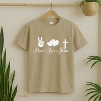 Peace Love Jesus - Christian Christ T-Shirt thumb 2