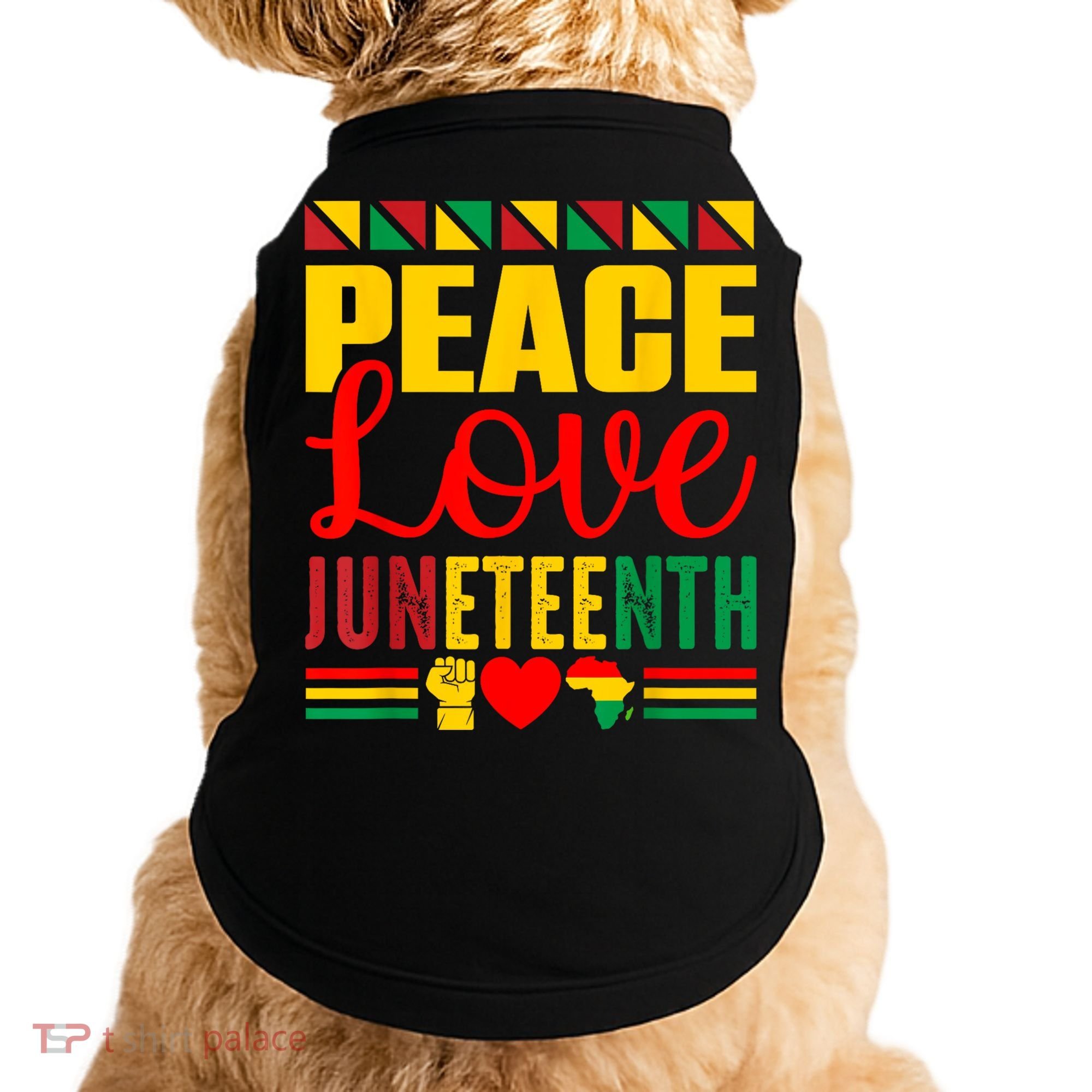 Peace Love & Juneteenth June 19th Freedom Day Doggie Tank