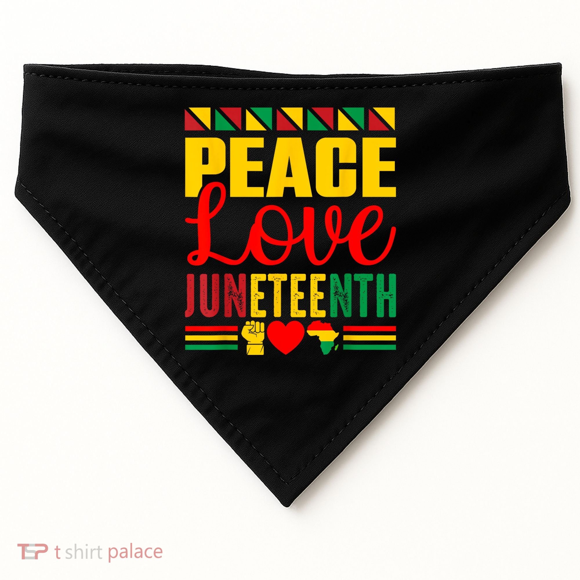 Peace Love & Juneteenth June 19th Freedom Day USA-Made Doggie Bandana