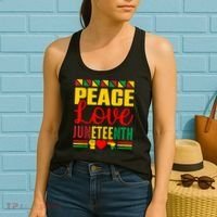Peace Love & Juneteenth June 19th Freedom Day Women's Tank Top thumb 2