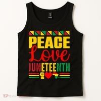 Peace Love & Juneteenth June 19th Freedom Day Tank Top thumb 2
