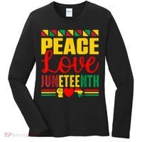Peace Love & Juneteenth June 19th Freedom Day Women's Long Sleeve Shirt thumb 0