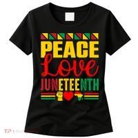 Peace Love & Juneteenth June 19th Freedom Day Women's T-Shirt thumb 0