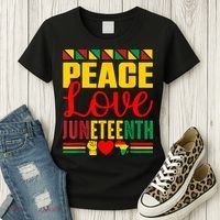 Peace Love & Juneteenth June 19th Freedom Day Women's T-Shirt thumb 3