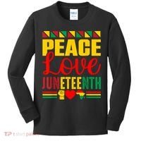 Peace Love & Juneteenth June 19th Freedom Day Kids Long Sleeve Shirt thumb 0