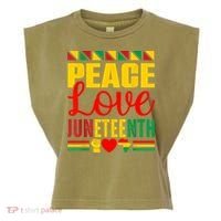 Peace Love & Juneteenth June 19th Freedom Day Garment-Dyed Women's Muscle Tee thumb 0
