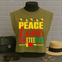 Peace Love & Juneteenth June 19th Freedom Day Garment-Dyed Women's Muscle Tee thumb 3